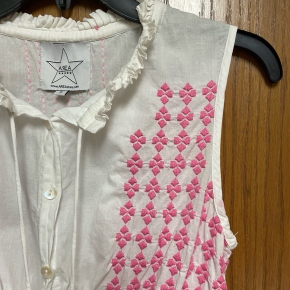 AREA White and Pink EmbroideredSleeveless Dress Size S - Picture 6 of 16